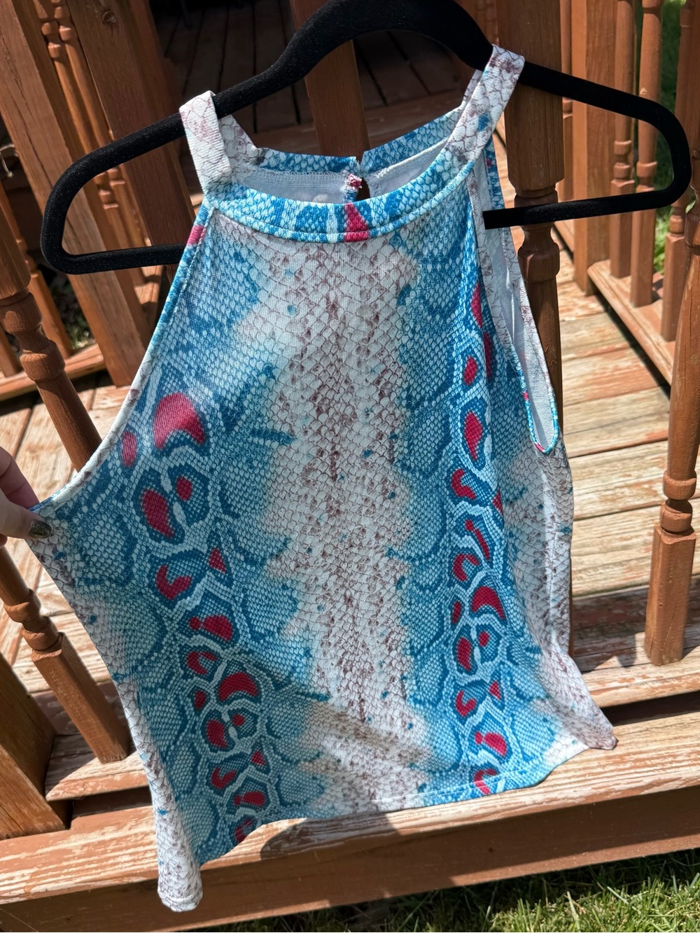 Snake Skin Inspired Razor Back Tank Top - Size Large